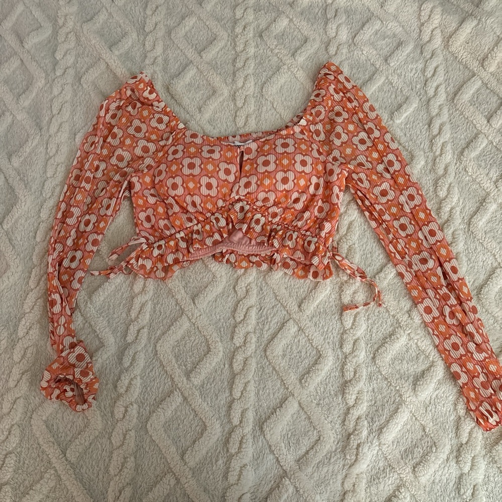 Crop floral long sleeve
